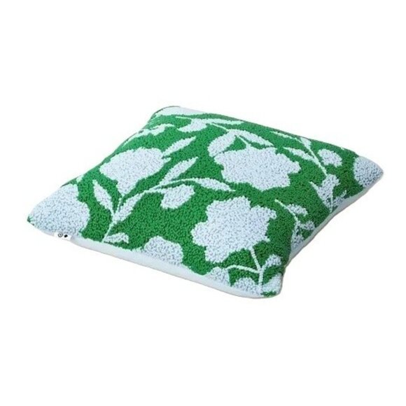 Kate Spade Green & Light Blue Rose Design 12" x 12" Beaded Accent Throw Pillow - Picture 4 of 7